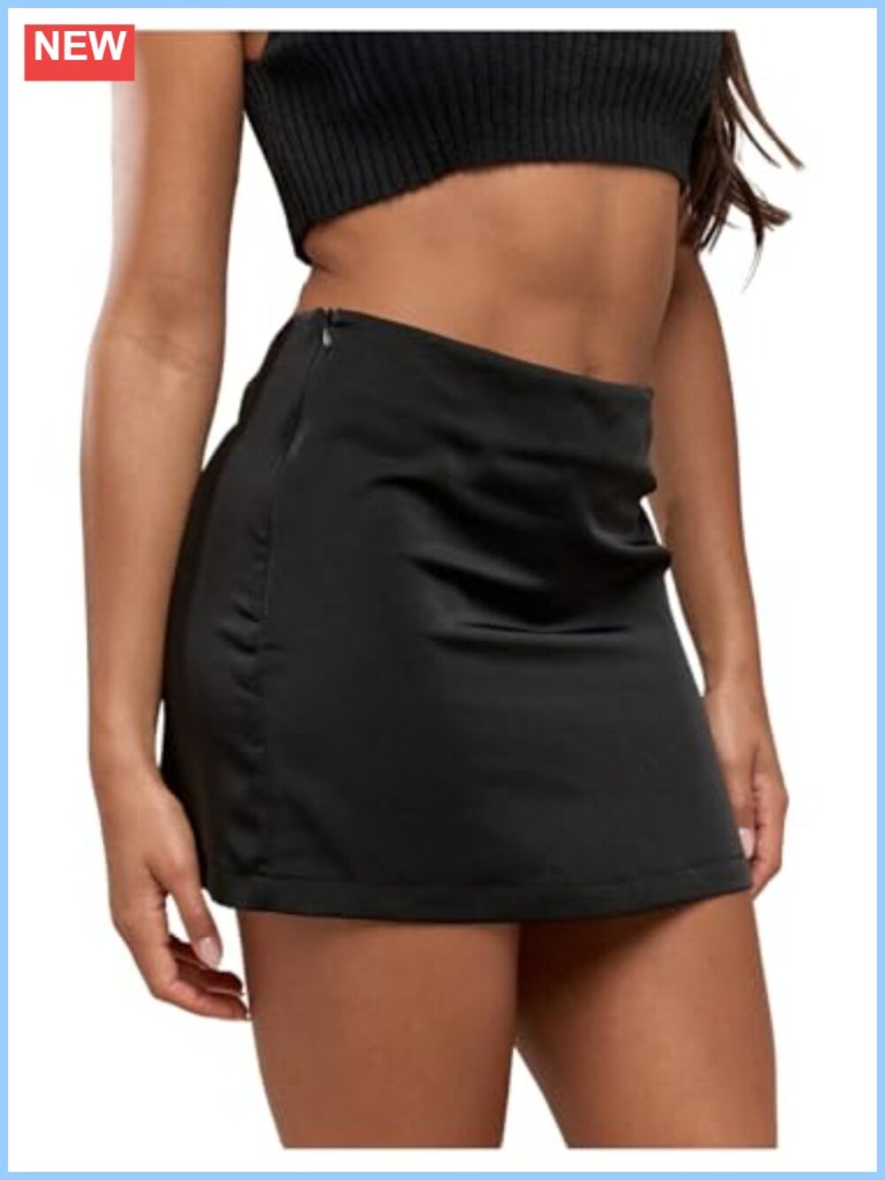 Satin Mini Skirt High Waisted Bodycon A-Line Silk Short Skirt